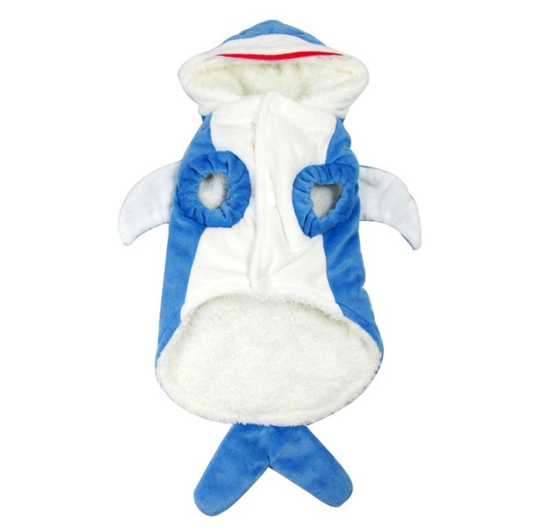 Mogoko Funny Dog Cat Shark Costumes, Pet Halloween Christmas Cosplay Dress, Adorable Blue Shark Pet Costume,Animal Fleece Hoodie Warm Outfits Clothes (M Size) - Image 5